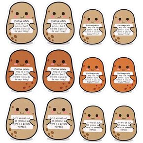 48pcs Mini Funny Positive Potato Stickers, Creative Cute Potato Stickers Funny Stickers Positive Potato Sticker for Birthday Gift Party Decoration Encouragement