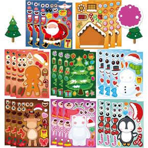 Christmas Stickers for Crafts Make Your Own Characters Mix and Match Sticker Christmas Make a Face Stickers Santa Stickers Christmas Tree Stickers Christmas Party Favors Stickers for Holiday 24 Sheets