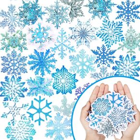 Chinco 200 Pieces Snowflake Stickers Christmas Waterproof Vinyl Winter Snowflake Decal Removable Modern for Winter Birthday Party Supplies Assorted for Laptops Phones Home Decor