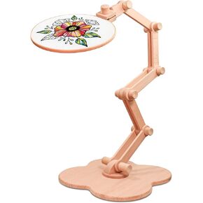 Adjustable Embroidery Hoop Stand - Rotated Cross Stitch Stand, Universal Beech Wood Embroidery Hoop Holder, Needlework Stand for Art Craft Sewing Projects with 9'' Embroidery Hoops