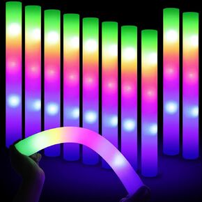 Mocoosy Foam Glow Sticks Bulk Pack, 32 PCS Led Glow Sticks with 3 Modes Colorful Flashing, Glow in Dark Party Supplies, Light Up Neon Party Toys for Wedding, Raves, Concert, Birthday, Halloween