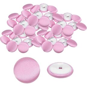 HARFINGTON 50pcs Satin Buttons 0.8" (20mm) Smooth Satin Covered Round Tuxedo Buttons with Shank Cloth Buttons for Bridal Wedding Dress Blouse Suits DIY, Dark Pink