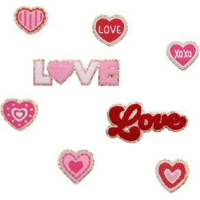 Chenille Embroidery Patch Iron on Applique Love Heart Letter Patch for DIY Clothing Sticker Jeans Bag Jackets Sewing Decorations (Style 2 (1pcs))
