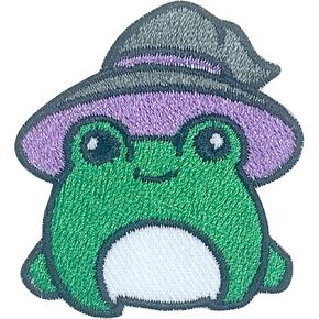 Cute Witch Frog Iron On Patches for Clothing Embroidered Applique Patch Badge Sew On Emblem DIY Craft