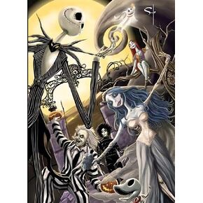 HONGJIE 5D DIY Diamond Art Painting Kit, Jack Skellington 16X20 inches Round Full Drill Crystal Rhinestone Embroidery Cross Stitch Arts for Home Wall Decor Gift.