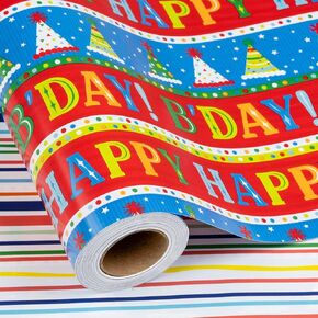Afucus Reversible Bow Wrapping Paper, Wave point Themed Gift Wrapping Paper, Cute Mini Rolls for Girls, Women, Valentine's Day, Birthday, Mother's Day, Wedding, Baby Shower (17 Inch X 33 Feet)