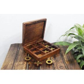 PSQURMART Wooden Handcrafted Fine Glossy TIK tak Board Game Set Kit