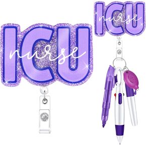 5 Pcs ICU Nurse Badge Accessories Nurse Pen Set for ICU Nurses (Purple)