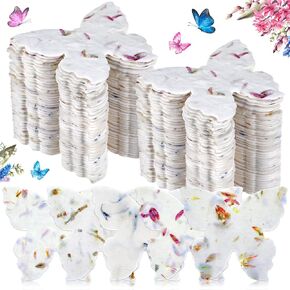 Dunzoom 50 Pcs Butterfly Handmade Flowers Paper Painting Writing Handmade Paper Card Butterfly Decorative Paper Card Making Paper DIY Craft