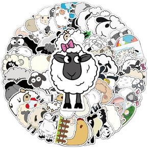 50Pcs Sheep Graffiti Personalized DIY Sticker, Students Prize stickersSuitable for laptops, Guita, Water Bottles, Skateboards, suitcases, car Bumpers, Cute Stickers for Children, Girl and Teenagers