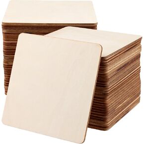 ZOENHOU 60 قطعة 6 × 6 بوصة فراغات خشب الزيزفون غير المكتملة، قطع خشبية مربعة، مربعات خشبية غير مكتملة لمشاريع الحرف اليدوية، تزيين نماذج الحرف اليدوية in Kuwait