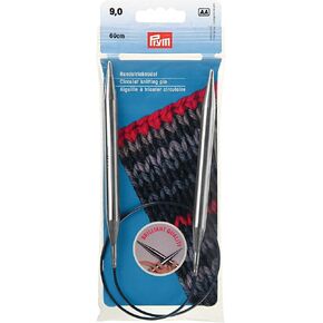 Prym 24" Circular Brass, 9mm Knitting Needles, Silver