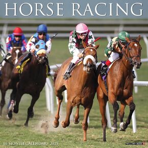 Willow Creek Press Horse Racing Monthly 2025 Wall Calendar (12" x 12")