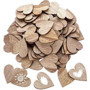 100 Pcs Wooden Hearts for Crafts, Small Unfinished Wood Hearts Cutout Slices, Blank Wood Sign Tag for Valentine's Day for Valentine‘s Day Birthday Party Wedding Decoration(2 CM)