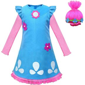 Kids Little Girl Poppy Princess Fancy Dress Up Outfit Halloween Cosplay Costumes