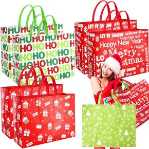 36 Pcs Extra Large Christmas Gift Bags Giant Tote Bags with Handles 19.69 x 7.09 x 14.96 Inches Reusable Non Woven Jumbo Shopping Bags Xmas Treat Wrapping Bags Party Supplies (Snowflake)