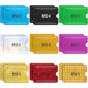 18Pcs Rfid Sleeves for Credit Cards Credit Card Sleeves Rfid Blocking Rfid Credit Card Holder Identity Theft Protection Secure Sleeve Rfd Protective Credit Card Holder Sleeves for Cards ( 9 Colors )