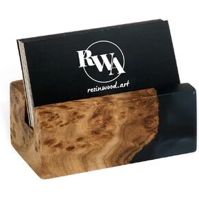 RWA Business Card Holder for Men & Women - Handcrafted Epoxy & Wood, Stylish & Durable Business Card Organizer, Premium Business Card Holder Desk Accessory for Professionals Christmas Gift