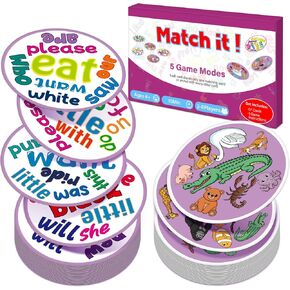 Memory Card Game, Kids Sight Word Piles Card Games, Animal Table Match Game for Toddlers, Indoor Recess Family Games, Preschool Classroom Reading Games, Homeschool Supplies