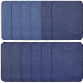 WLLHYF بقع حديدية لإصلاح الملابس 12 قطعة مستطيلة كبيرة بلون الدينيم لإصلاح الجينز والملابس in Kuwait