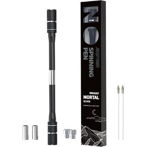 Weighted Mortal Spinning Pen Mod by Mr. Nope – Advanced Trick Spin Pen for Precision, Pen Spinning Tricks & Practice – Heavier, Balanced, Anti-Slip Grip, Writable with Brass Weights (Silver)