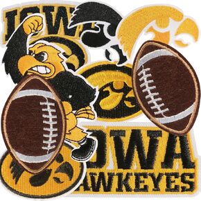 9PCS Iowa Iron on Patches, Football Patches for Jeans, T-Shirts, Backpacks, Hats and More