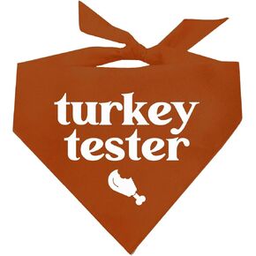 Turkey Tester Thanksgiving Dog Bandana (Dark Orange, OS 915)