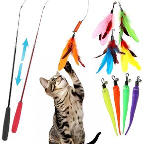 Zuni's Dare to Care Safe Interactive Cat Toy for Indoor Cats-Feather Toy Refills Attachment Fishing Rod Retractable Wand for Indoor Kittens cat Exercise Play Chase Boredom Buster Gift Toy