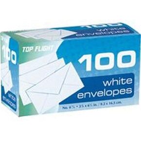 Top Flight Boxed Envelopes, White, Pack of 100