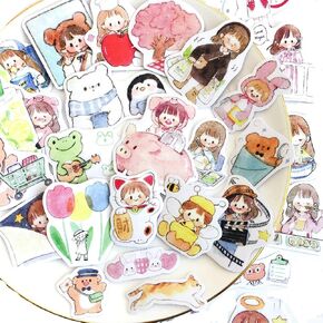 Alideco 160Pcs Cute Journal Stickers Kawaii Girls People Bulk Scrapbooking Stickers for journaling DIY Crafts Embelishment Decoration Diary Stickers
