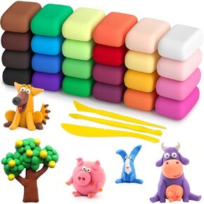 Air Dry Clay 24 Colors, Modeling Clay for Kids, DIY Molding Clay with Tools, Toy Gifts for Kids