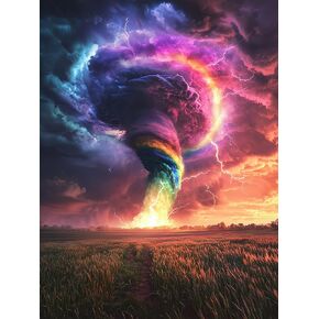 Kaliosy DIY Paint by Numbers Kits for Adults - Tornado Landscape Theme, Canvas Acrylic Painting Set with Brushes - Beginner-Friendly Home Decor Wall Art 16x20 inch