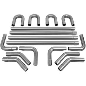 ‎DNA MOTORING ZTL-225SS 16 قطعة 2.25 بوصة من الفولاذ المقاوم للصدأ DIY أنابيب عادم مخصصة مغزل بيند الأنابيب المستقيمة ومجموعة U-Bend، ملاءمة عالمية