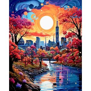 Zythron Paint by Numbers Kit for Adults Beginners, Abstract Landscape Digital Oil Number Painting Kits Landscapes Acrylic Adult Paint by Number Kits on Canvas for Home Decor Gift 16x20
