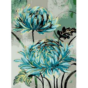 GOGHSCEK 5D Diamond Art Painting Flowers Kits for Adults, DIY Paint by Numbers for Adults, Full Drill Flowers Diamond Arts Kits 30x40cm Blue Flowers Crystal Picture Art for Decor