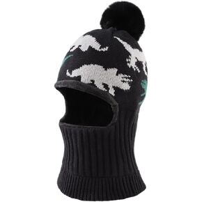 Winter Baby Knitted Hat Scarf Kids Boys Girls Hood Hats Toddler Earflap Beanie with Pompom
