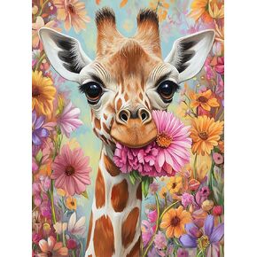 VAIIEYO 5D DIY Diamond Art Kits for Adults Giraffe, Diamond Painting Animal, Paint by Numbers Full Drill Round Rhinestone Craft Canvas for Home Wall Decor Gift 12x16 inch-42