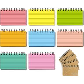 Blank Index Cards, Assorted Colored Ruled Index Cards 3x5 inches, Great Spiral Note Cards & Memo Cards for School, Office, Learning and Memory Cards (400 count)
