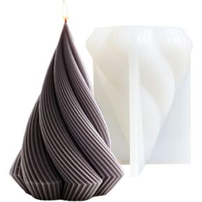 Large 3D Conical Geometric Curved Column Silicone Candle Mould, 4.9in Abstract Home Art Shaped Resin Casting Mould for Candle Making and Baking Making Soap Wax Cake Mousse Ice Cream