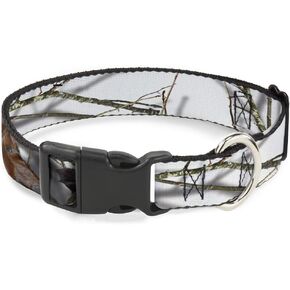 Buckle-Down Dog Collar Plastic Clip Mossy Oak Country Roots Snowdrift Camo White 13 to 18 Inches 1.5 Inch Wide