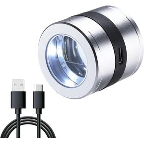 Magnifying Glass 10X Rechargeable Jewelers Loupe with Scale Magnification, Loupe Magnifier with LED and UV Light Jewelers Magnifying Glass for Gem, Coin, Stamp Inspection, Watch Repair Jewelers Tool