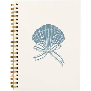 Blue Bow Coquette Notebook Journal, Shell Preppy Notebook, Girly Notebook, Cute Aesthetic Notebook, Preppy Office Supplies, Hardcover Spiral Notebook 5.5x8.3