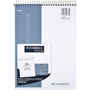 Meadwestvaco 59882 8-1/2" X 11" White Cambridge Stiff Back Wirebound Notebook,2 Pack