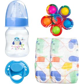 Pedolltree 5 Pieces Set Reborn Baby Dolls Accessories Include Baby Dolls Bottles and Pacifiers and Dipers and Fidget Spinner for 17-24 Newborn Boy Dolls