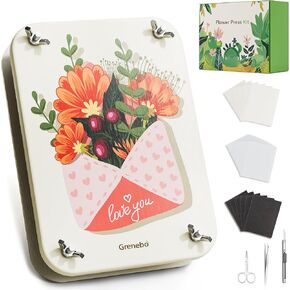 Grenebo Large Flower Press Kit, Exclusive Diatom Mud Board, 6-Layer Capacity for Superior Drying & Odor Absorption, Unleash Creativity with DIY Crafts, Ideal Gift for Gardeners & Craft Enthusiasts