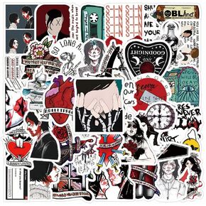 51Pcs My Chemical Romance Stickers Pack, Aesthetic Vinyl Waterproof Sticker Decals for Water Bottle,Laptop,Phone,Skateboard,Scrapbooking,Bumper for Teens Adults Fans for Party Supply