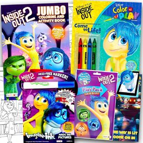 Disney Inside Out 2 Coloring Book Set - Bundle of 2 Pixar Inside Out Coloring Books, Mess Free Imagine Ink, Play Pack, Crayons, Stickers for Girls