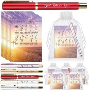 40 Pcs Christmas Christian Journals Sets 20 Bible Verse Journals and 20 God Bless You Pens with 30 Organza Bags Religious Christian Gifts for Sunday School Church Favors