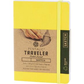 Pentalic Traveler Pocket Journal Sketch, 6" x 4", Citrine Yellow