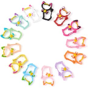 13Pcs 13 Colors Alloy Enamel Spring Gate Rings Cute Cat Shape Snap Hook Keychain Clasps Candy Color Small Keychains Locking Carabiner for Bag Purse Strap Keyring Jewelry Making